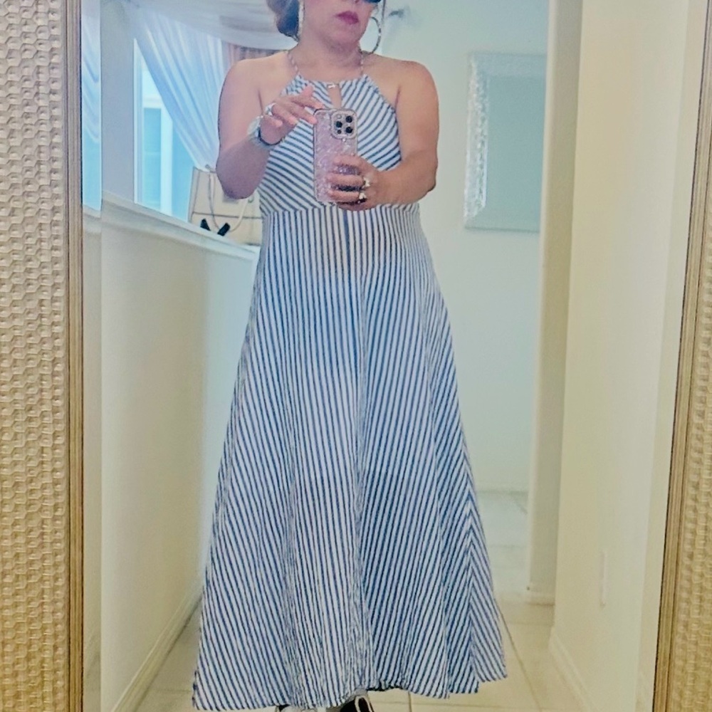 Striped Halter Maxi Dress